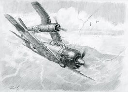 Lucio Perinotto - Corsair VS Zero - Rabaul 1943 - Original Illustration