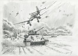 Lucio Perinotto - Stuka VS T 34 - battle of belgorod July 1943 - Illustration originale