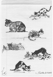 Frank Giroud - Les chats - Illustration originale