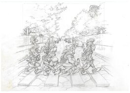 Albert Uderzo - Astérix - Hommage aux Beatles - Voie romaine - Illustration originale