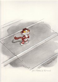Jean-Claude Bauer - Le petit chat sur un toit brulant - Illustration originale