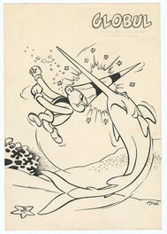Couverture originale - Tibet - Globul à la pêche - Couverture du journal Tintin belge n°23 de 1956.