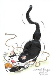 Malik - Hommage à Franquin - Le chat de Gaston - Original Illustration