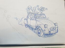Jean-Marc Krings - Crayonné 2cv la ribambelle par Jean Marc krings - Illustration originale