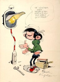 André Franquin - Gaston - Feu vert - Illustration originale