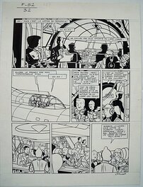 Yves Chaland - Freddy Lombard,p 32,  F-52 (dessin), avec Yann (scénario), Humanoïdes Associés, 1990. - Planche originale