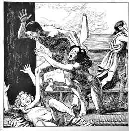 Frederik Peeters - Peeters, hommage au Massacre des Innocents de Nicolas Poussin - Illustration originale