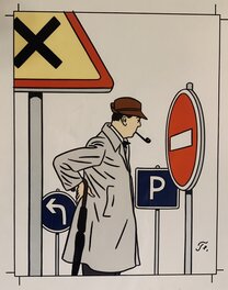 Floc'h - Monsieur Hulot - Illustration originale
