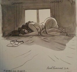 Benoît Feroumont - La sieste - Illustration originale