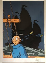 Frank Le Gall - Théodore Poussin ,Jonque dans la nuit - Illustration originale