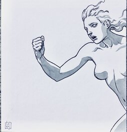 Luigi Critone - Femme au poing levé - Illustration originale