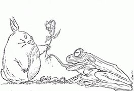 Geof Darrow - Totoro avec la grenouille. - Illustration originale