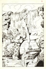 Victor Bridges - Homage Studios Swimsuit Special #1 P3 : Lord Emp & Julie - Illustration originale