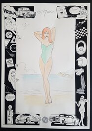 Olivier Marin - Sur la route - illustration en couleurs sur sérigraphie - Illustration originale