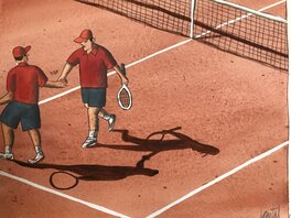 Loustal - Le double a Roland Garros - Illustration originale
