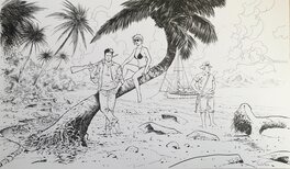 Philippe Xavier - Tango et ses comparses à la plage - Illustration originale