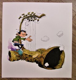 Thomas Frisano - Hommage à Franquin: Gaston et son gaffophone - Illustration originale