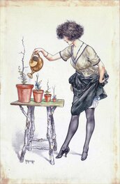 Chéri Hérouard - La belle Jardinière par Chéri Hérouard - Illustration originale