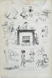 Francisque Poulbot - Souvenir du petit Noel - Illustration originale