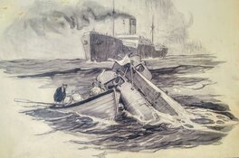 Harry H.A. Burne - How they Act in a Sunken Submarine. Sea Rescue. - Planche originale