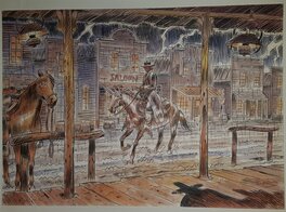 Illustration originale - Durango - Le Crépuscule du vautour - illustration en couleurs