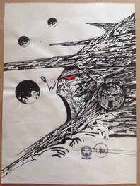 Philippe Druillet - Druillet illustration Originale Guerrier Galactique 2 MÉTAL HÉROS Encre de Chine - Original Illustration