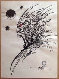 Philippe Druillet - Druillet illustration Originale Vampire a Corne 2 MÉTAL HÉROS Encre de Chine - Original Illustration