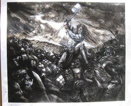 Karl Kopinski - Warhammer - Bataille de Sigmar contre les peaux-vertes au col du Feu Noir - Illustration originale