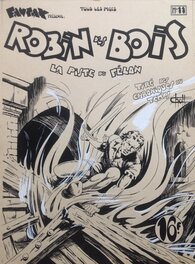 Couverture originale - Chott Pierre Mouchot Robin des Bois 11 La Piste du Félon Couverture Originale N&B 1948 .