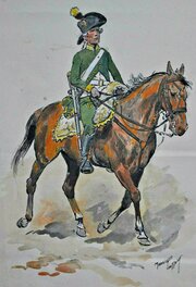 Maurice Toussaint - Chasseur à cheval 1789 - Illustration originale