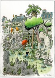 Lewis Trondheim - Illustration Lapinot perdu Illustration dans l'univers de l'album les Herbes - Illustration originale