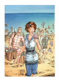 Paul Salomone - Margot à la plage - Illustration originale