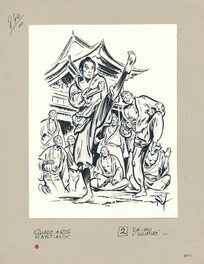 Illustration originale - René Follet | 1981 | 15 histoires d’arts martiaux: Da-mo l'illuminé