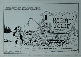 Achdé - Carte de voeux HOBBY FOLIE - LUCKY LUKE - Illustration originale