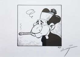 Éric Godeau - Le curé - Illustration originale