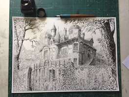 François Gomès - The haunted manor - Illustration originale