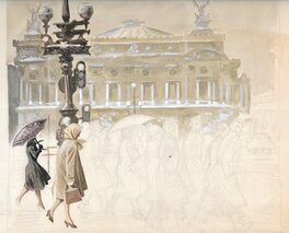 Maxime Roubinet - Passantes devant l'Opéra - Original art