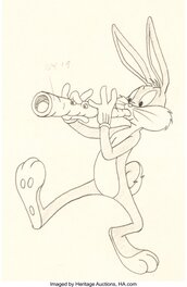 Warner Bros. - Bugs Bunny with Carrot-Flute Concept Art-Color Model Drawing (Warner Brothers, c. 1960) - Planche originale