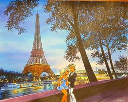 Dany - Colombe et Olivier Rameau - visite à Paris - Original Illustration