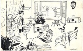 Raymond Macherot - Illustration journal Tintin 1954 no 10 - Original Illustration