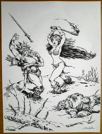Régis Moulun - Encre Red Sonja - Original Illustration