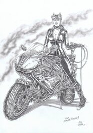 Mike Ratera - Catwoman et sa moto - Illustration originale