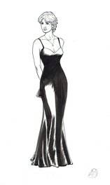 Philippe Aymond - Lady S en robe de soirée - Ex-Libris - Illustration originale