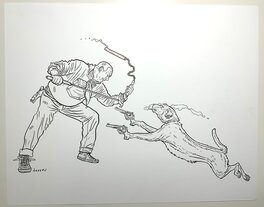 Geof Darrow - Shaolin Cowboy vs. Smoking Dog - Illustration originale
