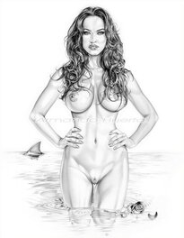 Armando Huerta - "Swimming with Sharks" - Megan Fox - Original Illustration