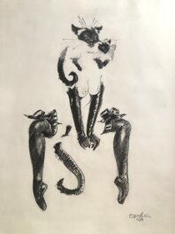 Olivia De Berardinis - "Siamese Pussycats" -Cindy Daguerre 1994 - Illustration originale