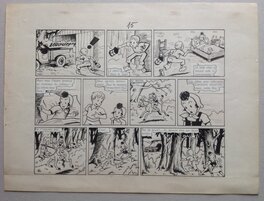 Comic Strip - Pesch Sylvain et Sylvette 50 Planche Originale 15 Album Fleurus Fleurette La Chevauchée de Castel Bobêche de 1961