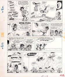 Planche originale - 1969 - Gaston, gag n°574   (Le trampoline)
