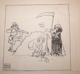 Thierry Martin - Gag MORTEL - très amusant dessin sur nos amis chasseurs. - Planche originale