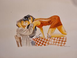 Jim - Une nuit à Rome - Marie et Raphaël "à table" - Planche originale